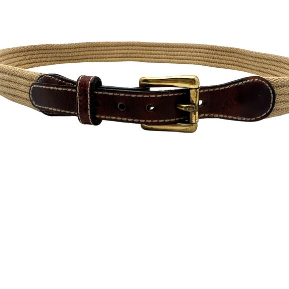 Jordache Vintage Leather Woven Rope Belt 80s 29.5" - 32" Skinny Gold Tone Womens - Picture 1 of 7